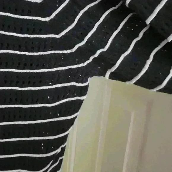 H&M open stitch lightweight cardigan navy/white stripes size L - Picture 5 of 8